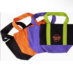 Trader Joe's Mini Halloween Canvas Tote Bag Set Of 4 RARE LIMITED Reusable Bag